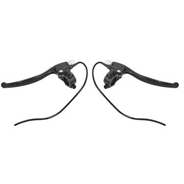 Imagem de 1 par de alavanca de freio, 2 fios esquerdo e direito acessórios de alavanca de freio eletrônico liga de alumínio E alavanca de freio para bicicleta elétrica e scooter (preto)
