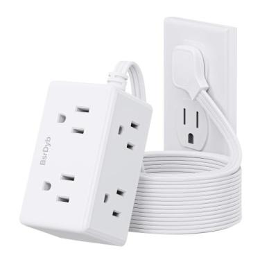 Imagem de Cabo de extensão Power Strip BSRDyb 6 Outlet de 10 pés branco ETL
