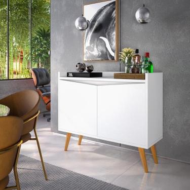 Imagem de Aparador Buffet Merlin - 2 Portas Com Pés Retrô Em Mdf-mdp Branco - Movelove Branco