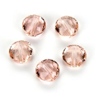 Imagem de Mini contas de vidro redondo compatíveis com Swarovski para brincos pulseira colar tornozeleira pingente chaveiro zíper joia de ioga fabricação artesanal, Light Padparadscha, 8mm, 50