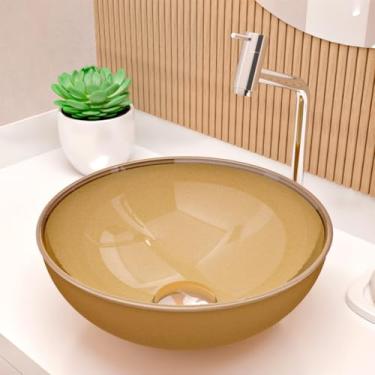 Imagem de Cuba Pia de Apoio Sobrepor Vidro Redonda 29cm Banheiro Lavabo Beltempo BT-4030 (Ouro)