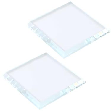 Imagem de Beebeecraft 2 peças de bloco de vidro para exibição 10 x 10 x 0,12 cm base de exibição quadrada transparente pedestal para vitrine joias colecionáveis