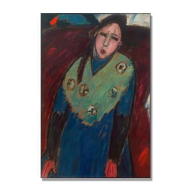Imagem de NHLDZYH Alexej von Jawlensky, impressão clássica, (menina com xaile verde), decoração de parede para cozinha, quarto. 50 x 75 cm apenas tela