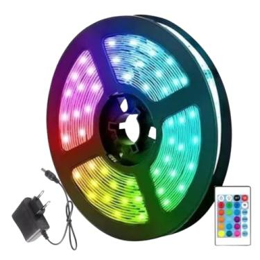 Imagem de Fita De Led RGB 5 Metros 5050 Ip65 60 Led/m Com Controle + Fonte