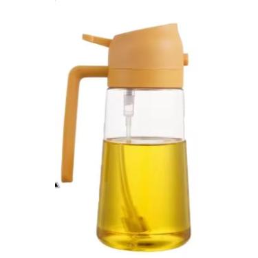 Imagem de Pulverizador Dosador Borrifador Spray de Óleo e Azeite em Plástico, 500ml, Dispensador Resistente Prático Multiuso Gourmet 2 em 1 para Cozinha, Salada e Churrasco (Amarelo)