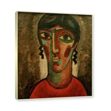 Imagem de NHLDZYH Moldura de champanhe. Impressões de arte Alexej von Jawlensky - Pintura de retrato - (mulher espanhola) - Pôster de decoração de parede vintage. 40 x 48 cm - 15,7 x 18,9 pol