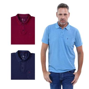 Imagem de Kit 3 Camisa Polo Masculina Pique Premium com Bolso Casual