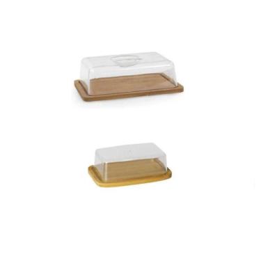 Imagem de Kit Porta Frios + Porta Manteiga Bambu - MIMO STYLE