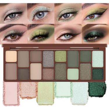 Imagem de AMY'S DIARY 16 cores nude claro marrom escuro verde paleta de sombra maquiagem, longa duração e altamente pigmentada. Camuflagem impermeável sombra verde palatte para mulheres