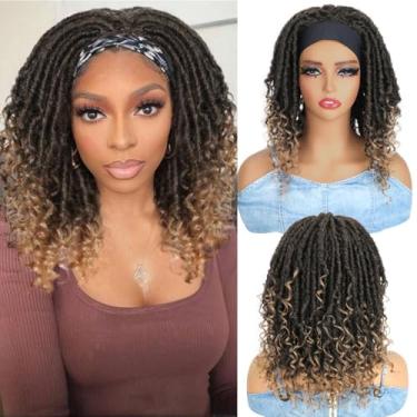 Imagem de Perucas trançadas Dreadlock com faixa de cabeça Wear and Go Peruca sem cola 35,5 cm Faux Locs Bob peruca sintética tranças de cabelo de crochê com pontas encaracoladas perucas trançadas para mulheres