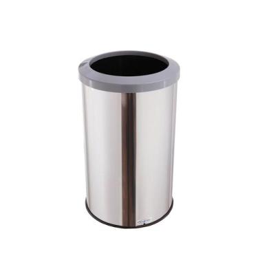 Imagem de Lixeira Inox Com Aro Esmaltado 35 Litros Banheiro Cozinha - Aldinox, C