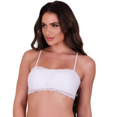 Imagem de Sutiã com Bojo de Renda Top Faixa Melissa - NAKA MODAS, G, Branco