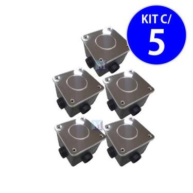 Imagem de kit com 5 Caixas de Passagem em Abs com Tampa Inox Marol