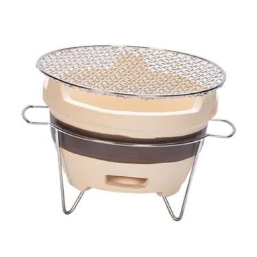 Imagem de Bothyi Fogão de barro antigo, fogão para churrasco ao ar livre, portátil, grelha de mesa, mini grelha a carvão para preparar chá, café de acampamento, M