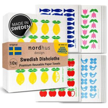 Imagem de Conjunto de 10 panos de prato suecos reutilizáveis Nordhus Design