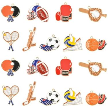 Imagem de UR URLIFEHALL 36 peças, 9 estilos, pingentes esportivos esmaltados, coloridos, futebol, beisebol, rúgbi, para pulseira DIY, colar, joias, artesanato, suprimentos