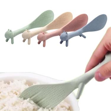Imagem de Colher de Arroz para arroz japonês Gohan ou tradicional, Não risca Panela Modelo Esquilo Fofo - Cor: Verde