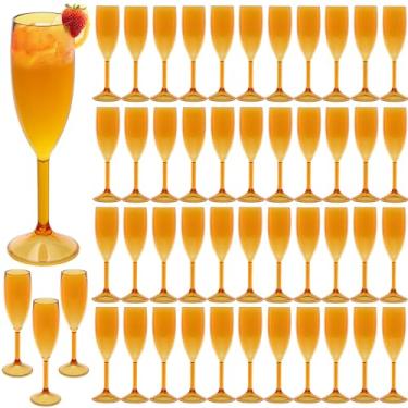 Imagem de 48 peças, taças de champanhe, taças de champanhe de plástico de 153 g, taças de vinho, taças de plástico para festas, copos de bar de mimosa, copos de bebida com haste para celebração de casamento
