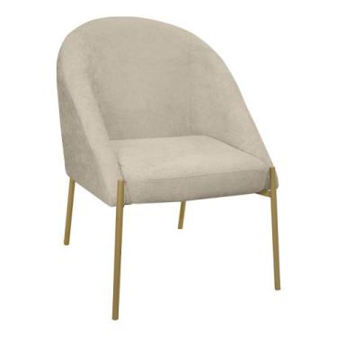 Imagem de Banqueta Poltrona Lua Pé Metal Bouclê Ideal Para Sala Penteadeira Ou S