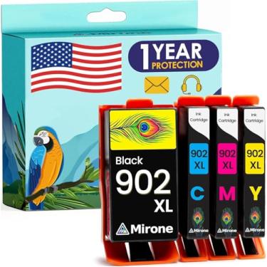 Imagem de Mirone Cartucho de tinta de substituição compatível para HP 902 cartuchos de tinta para impressoras HP 902xl Pacote combo para impressoras 902 XL Officejet Pro 6978 cor preta pacote com 4