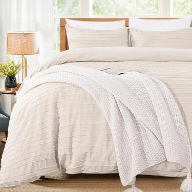 Imagem de Conjunto de capa de edredom NEXHOME PRO Queen Size Light Khaki Microfi