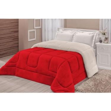 Imagem de Coberdrom Edredom Casal Queen Sherpa Pele de Carneiro Dupla Face Quentinho Macio e Aconchegante(Vermelho)