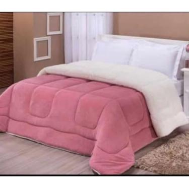 Imagem de Coberdrom Edredom Casal Queen Sherpa Pele de Carneiro Dupla Face Quentinho Macio e Aconchegante(Rose)
