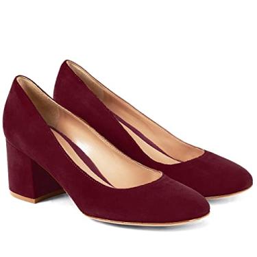 Imagem de MOOMMO Sapatos femininos clássicos de camurça salto grosso bico redondo fechado sem cadarço 5 cm salto baixo grosso sapato social fosco patente primavera moda escritório feminino trabalho sapato