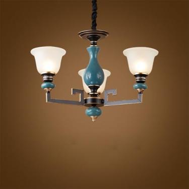 Imagem de Lâmpada Pendente Lustre LED Retro Cerâmica (C 3 Luzes) - Para Sala De Estar, Quarto, Estudo, Restaurante, Hotel, Café & Villa (V 3 Luzes)