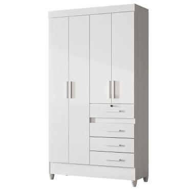 Imagem de Guarda Roupa Solteiro Sobral 4p 110 Cm Branco Flex Moval Branco Flex