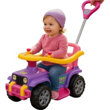 Imagem de Carrinho de Passeio Infantil com Empurrador Jip Jip Menina - Seguro, Divertido e Ideal para Passeios ao Ar Livre - Até 30kg