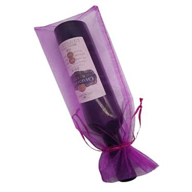 Imagem de Ankirol 20 sacos de vinho de organza transparente 14 x 36,8 cm, reutilizáveis, simples, embalagem festiva, chá de bebê, lembrancinhas de casamento, amostras de cordão (rosa vermelho)