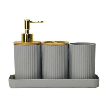 Imagem de Kit Lavabo Luxo - Conjunto Completo Para Pia De Banheiro, Design Refinado E Acabamento ImpecáVel(Kit4 listras circulares Cinza)