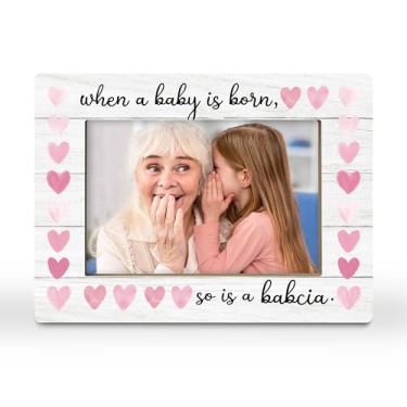 Imagem de CGBHW Porta-retrato Babcia Gifts, presentes para avó pela primeira vez, presente de anúncio de bebê para nova avó, netos recém-nascidos, netos, porta-fotos, 10 x 15 cm, horizontal para exibição de