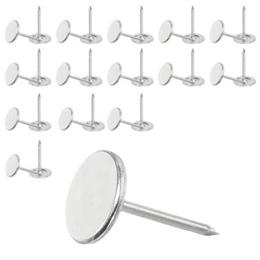 Imagem de YELARXI Tachinhas de unhas de estofamento, pregos para móveis, 3/8 x 5/8 de cabeça chata, alfinetes vintage para pendurar na parede/escritório/decoração de móveis/foto) 0,1 cm A, 30 peças e prata