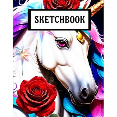 Imagem de Sketchbook: (8.5" x 11", Personalised Artist Sketchbook) Cute Unicorn Sketchbook, Unicorn Sketch Pad