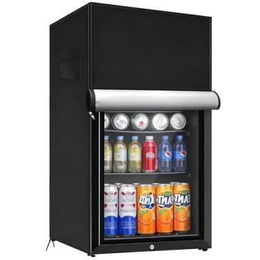 Imagem de Capa de geladeira externa, tecido Oxford 210D impermeável, proteção vertical para geladeira e freezer, resistente à poeira, cobertura total, zíper, frontal enrolável, à prova de vento, 56 x 58 x 86 cm