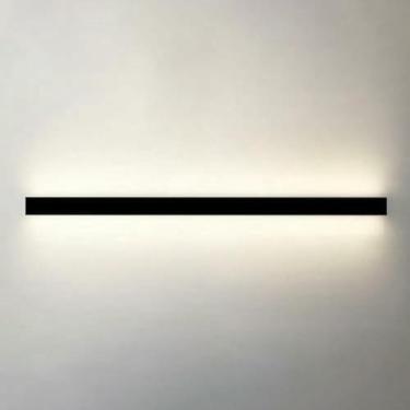 Imagem de Lâmpada de parede regulável moderna preta longa arandela com controle remoto - iluminação interna linear para quarto, sala de estar, corredor (50 cm)