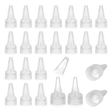 Imagem de PATIKIL Tampas giratórias 18/410, 60 peças de tampas de substituição de garrafa de plástico com junta de espuma para tampas de tinta, distribuição de cola, artesanato faça você mesmo, transparente
