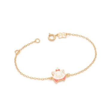 Imagem de Pulseira Pingente Gata Marie Banhado a Ouro Rommanel 552215, Dourado