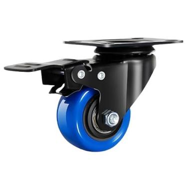 Imagem de 4 Rodízio Giratório Com Freio 2 Pol. Azul 50Kg Para Móveis- Master Roll
