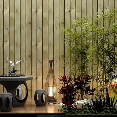 Imagem de ESSMOKO Papel de parede 3D grão de madeira zen retro estilo chinês papel de parede não autoadesivo PVC material impermeável sala de chá loja de estudo adesivo decorativo ciano 53 * 950 cm