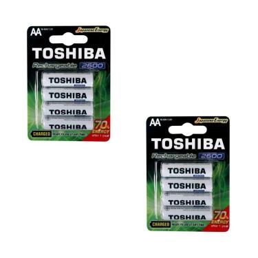 Imagem de Kit 8 Pilhas Recarregáveis AA Toshiba TNH6GAE 1,2v 2600mAh (2 cartelas com 4 UND)
