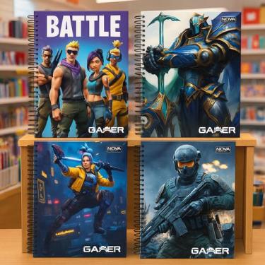 Imagem de Caderno Universitario 1 Materia Espiral 80 Folhas Gamer Capa Dura - No