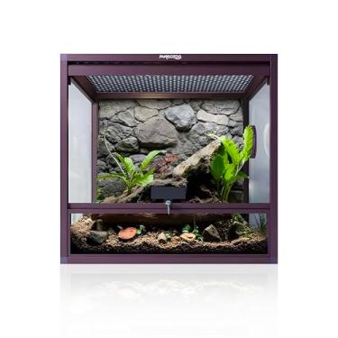 Imagem de Phailozoo Terrário para répteis MagicCube de 45,7 cm x 45,7 cm x 45,7 cm com fechadura, tanque de répteis de 61 litros com porta de vidro temperado flip-up, ventilação de tela superior para lagartixa