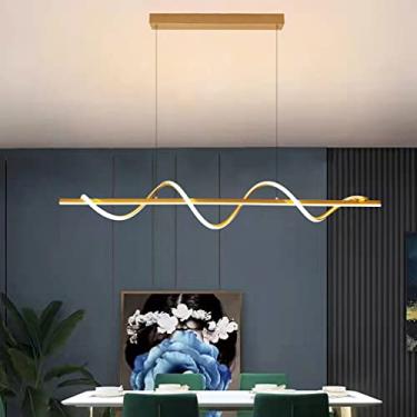 Imagem de Luminária pendente LED para mesa de jantar, luminária de teto com altura regulável, luminária suspensa com controle remoto, lustre de acrílico com design espiral para sala de jantar e sala d