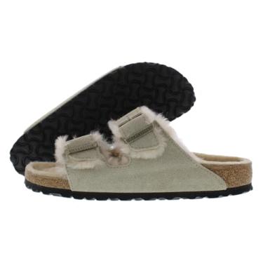 Imagem de Birkenstock Sandália feminina Arizona Shearling-Suede, Cinzento-acastan, 12-12.5 Women/10-10.5 Men