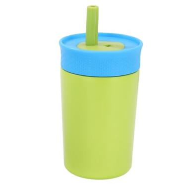 Imagem de Copo Infantil Térmico com Canudo de Silicone 350 ml p/Escola Creche (Verde Limão)