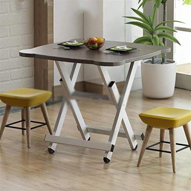 Imagem de Mesa dobrável mesa de jantar doméstica pequena mesa de jantar familiar mesa quadrada dobrável ao ar livre mesa pequena para 4 pessoas (cor: preto)
