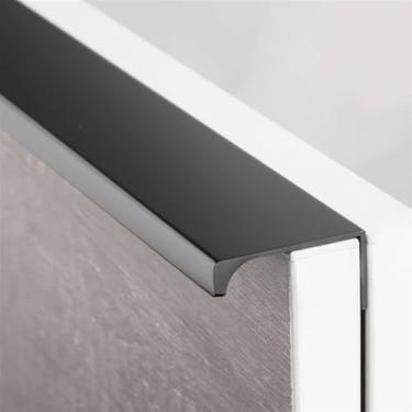 Imagem de CXYFQUUK Puxadores invisíveis Gaveta Puxador de cozinha preto dourado oculto puxadores de armário 80-500 mm puxadores de armário puxadores ocultos 2 peças (preto, comprimento 300 mm)